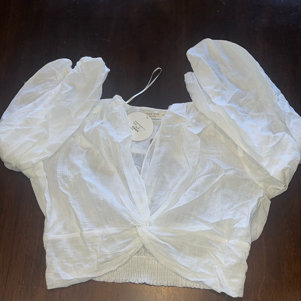 Miss love white cropped blouse.